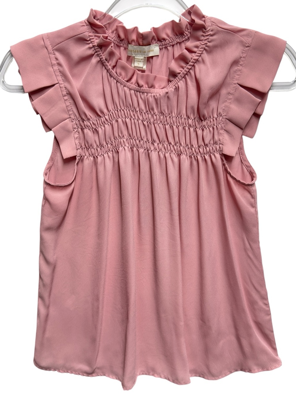 Tuxedo Satin Matte Knit Ruffle Flutter Pleated Blouse Tank Top